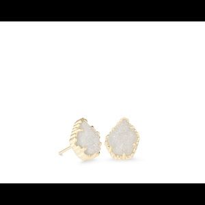 Tessa Gold Stud Earrings In Iridescent Drusy